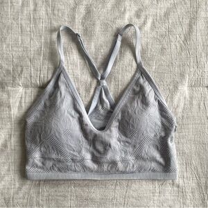 Aerie Bralette Light Blue Sports Bra Lounge Lace Seamless Small V Neck